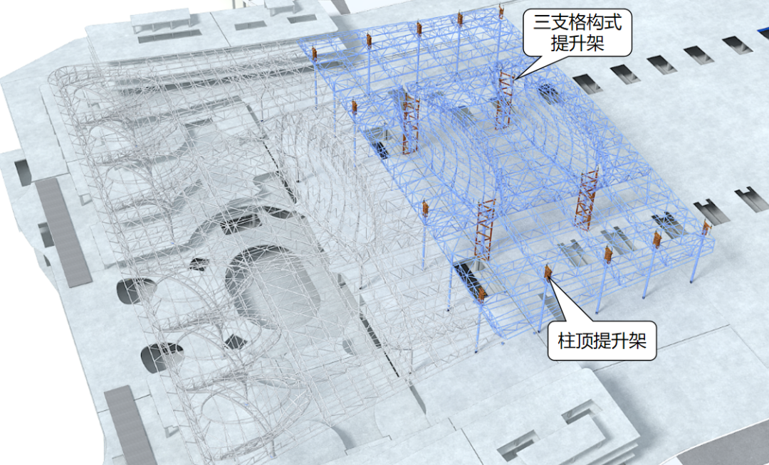 2万平方米2000吨钢屋盖顺利脱胎，36台液压千斤顶同步发力，重庆东站二标段站房钢结构屋盖顺利提升就位